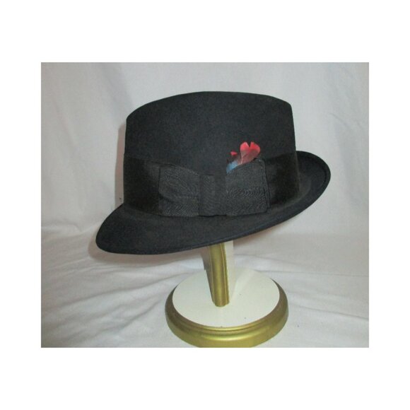 Vintage 50's Men's Black Fur Felt Fedora Hat Carson Pirie Scott The Men's Store - Picture 1 of 8